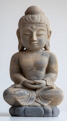 Serene stone buddha statue symbolizing peace and tranquility. Embodying meditation and zen practices. Radiating spiritual harmony and inviting mindfulness and enlightenment through faith and wisdom