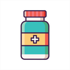 Cute medical icons in flat design symbols illustration Clipart Eps