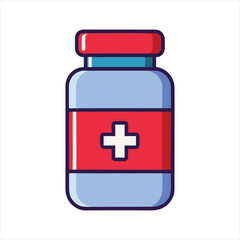 Cute medical icons in flat design symbols illustration Clipart Eps