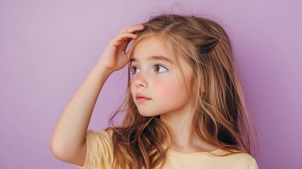 Naklejka premium Little girl with long hair