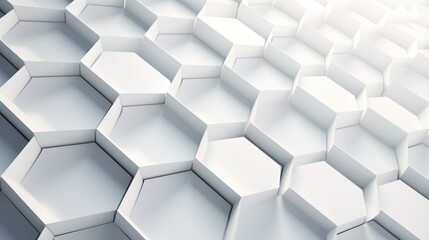 White hexagon background. Honeycomb pattern. Close-up a surface made up of hexagonal shapes. Aesthetic, geometric, futuristic and modern design