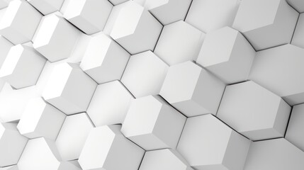 White hexagon background. Honeycomb pattern. Close-up a surface made up of hexagonal shapes. Aesthetic, geometric, futuristic and modern design