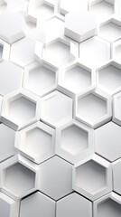 Fototapeta premium White hexagon background. Honeycomb pattern. Close-up a surface made up of hexagonal shapes. Aesthetic, geometric, futuristic and modern design