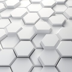 White hexagon background. Honeycomb pattern. Close-up a surface made up of hexagonal shapes. Aesthetic, geometric, futuristic and modern design