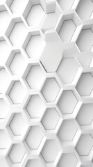 Fototapeta premium White hexagon background. Honeycomb pattern. Close-up a surface made up of hexagonal shapes. Aesthetic, geometric, futuristic and modern design