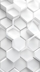 Fototapeta premium White hexagon background. Honeycomb pattern. Close-up a surface made up of hexagonal shapes. Aesthetic, geometric, futuristic and modern design