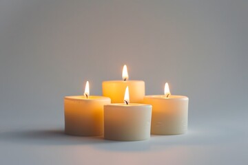 Tranquil Arrangement of Lit Candles on a Soft Background