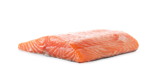 Piece of fresh salmon isolated on white