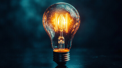 Glowing Light Bulb on Dark Background   Idea  Inspiration  Innovation