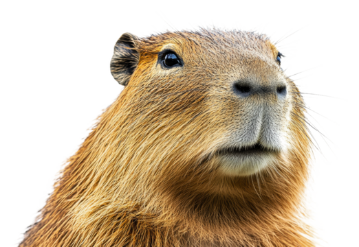 Daytime capybara relaxing outdoors isolated on transparent background
