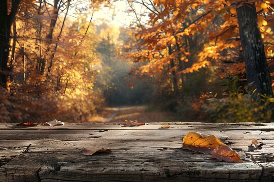 A wooden bench sitting in the middle of a forest