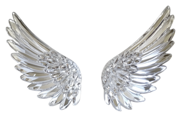 Stunning decorative silver wings isolated on transparent background