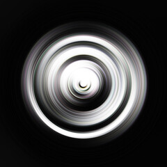 Colorful radial motion effect. Abstract rounded background. Color curves and sphere.