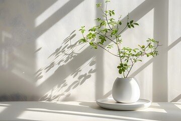 Fototapeta premium Serene Indoor Plant Arrangement with Soft Shadows