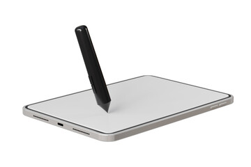 3d Digital Graphics Drawing Tablet Monitor Pen with tablet icon. Minimal tablet computer with pen. Art, Clipart Digital drawn stylus cartoon, object, graphic, line art, painting concept. 3d render.