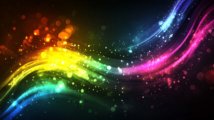 Obraz premium Abstract Rainbow Swirls with Bokeh Lights Colorful Background