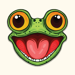 Funny frog head big eyes  Character illustration for kids