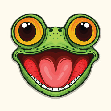 Funny frog head big eyes  Character illustration for kids
