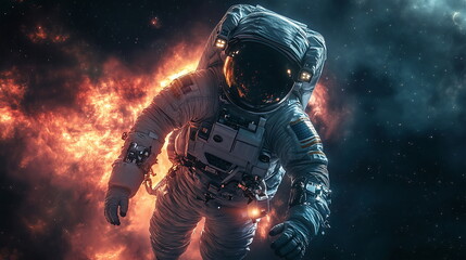 Astronaut Confronts Cosmic Abyss Near Swirling Black Hole