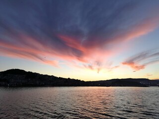 sunset over the lake