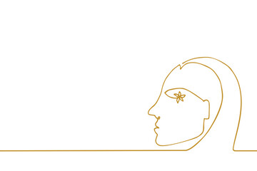 One line hand drawn Woman Face profile. Abstract portrait. Simple minimal hand drawn vector illustration