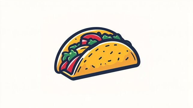 recommend clip art: Simple graphic logo of color taco on white background 