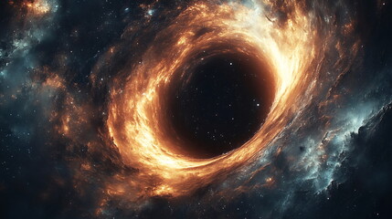 Astronaut Confronts Cosmic Abyss Near Swirling Black Hole