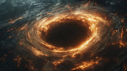 Astronaut Confronts Cosmic Abyss Near Swirling Black Hole