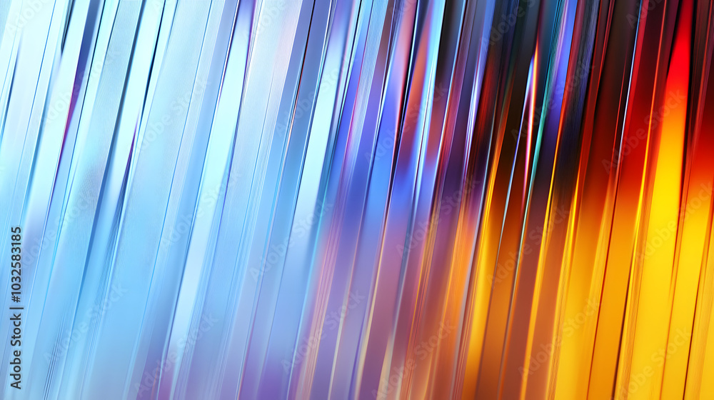 Poster abstract background with reeded glass effect, 3d render