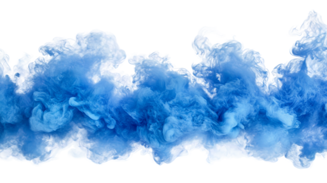 Blue smoke on transparent background