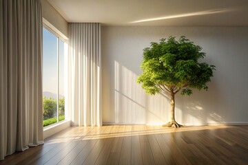 Low Light Shadows Animation Loop - Tree, Curtains, and Wall on a Sunny Day