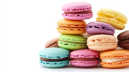 Fototapeta premium Delicious macarons, a colorful closeup of sweet almond cookies sweet