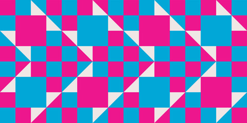 
Seamless geometric pattern combination of magenta and blue square shapes. Perfect for printing, design backgrounds, wallpaper and tiles, gift wrapping