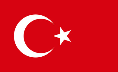 Turkish flag, vector illustration. The national flag of Turkey.
