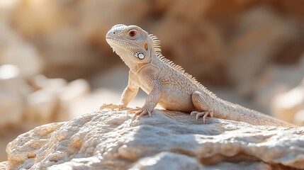 A lizard perched on a rock in a natural setting.
