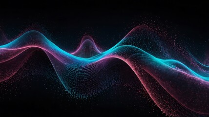 Fototapeta premium Glowing Digital Particles in Abstract Waveform Design