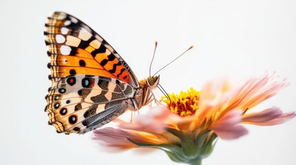 Close-up of a butterfly perched on a vibrant flower