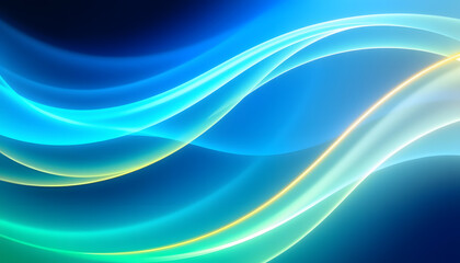 Fototapeta premium Abstract glowing light effect, curved lines in blue and green colors isolated on transparent png isolated with white highlights, png