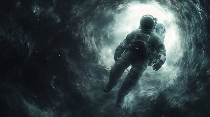 Astronaut Confronts Cosmic Abyss Near Swirling Black Hole