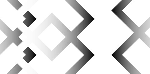 Obraz premium Abstract grayscale geometric design with interlocking squares on a white background. The fading gradient effect adds depth and dimension to the clean, minimalist composition. Ideal for modern graphic 