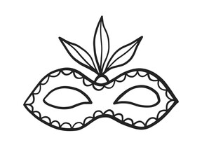 Venetian Carnival Mask Vector Outline Doodle Icon