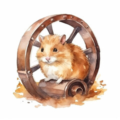 Beautiful Hamster Watercolor Clipart, Rodent Colored Design for Your Corporate and Business Graphic Resource or Creative Project, Ai Generative