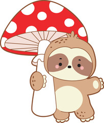 Cute sloth vector icon. Funny baby sloth animal series stock illustration. Slow life of fluffy sloth designs.