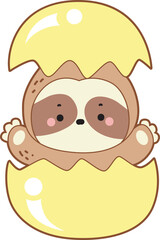 Cute sloth vector icon. Funny baby sloth animal series stock illustration. Slow life of fluffy sloth designs.
