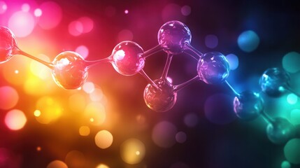 Vibrant abstract background of molecular structures: dna strands, genetic engineering, neural networks, innovation technology - scientific research concept
