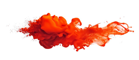 Vibrant red ink swirl with dynamic movement and splash effect, perfect for creative backgrounds and artistic projects.
