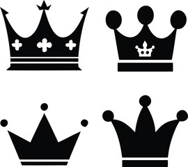 Ornate Crown Silhouettes Detailed Vector Pack