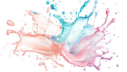 Vibrant splash of pink and blue paint creating a dynamic visual contrast, perfect for artistic and creative projects.