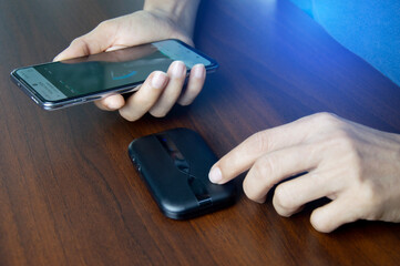 The concept of connecting to the internet with Pocket Wifi devices, wireless connection