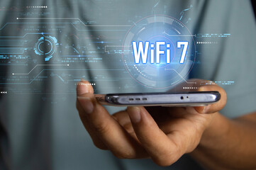 concept man using wifi technology 7 connected to the internet world with new technology